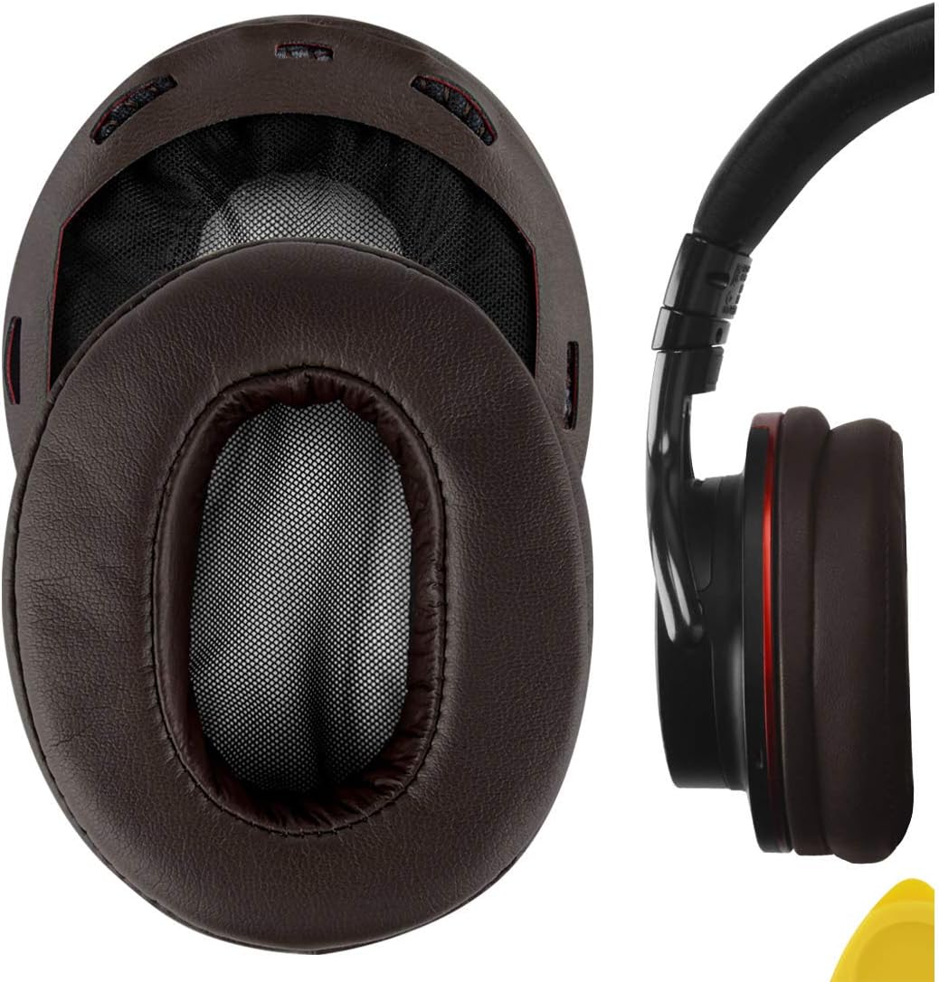 Geekria QuickFit Replacement Ear Pads for Sony MDR-1A, MDR-1ADAC Headphones Earpads, Headset Ear Cushion Repair Parts (Brown)
