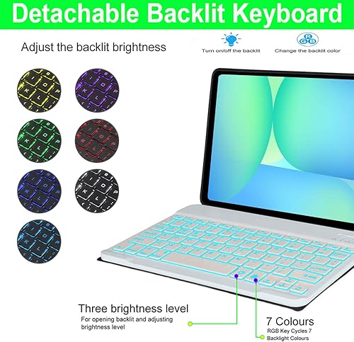 Miniatura 71 de Funda de teclado para Samsung Galaxy Tab S10+ Plus, S9 Plus, S9 FE+, S9+/S8 Plus, S8+/S7 Plus S7+ S7 FE de 12.4 pulgadas, funda de teclado Bluetooth