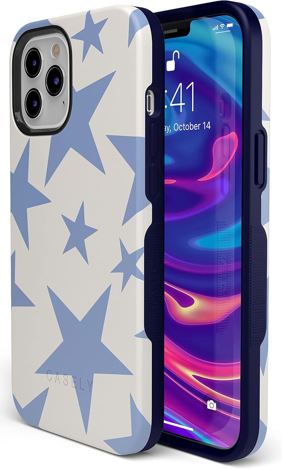 Casely iPhone 12 Pro Max Case | Compatible with MagSafe | Stars Align | Blue & White Stars Case