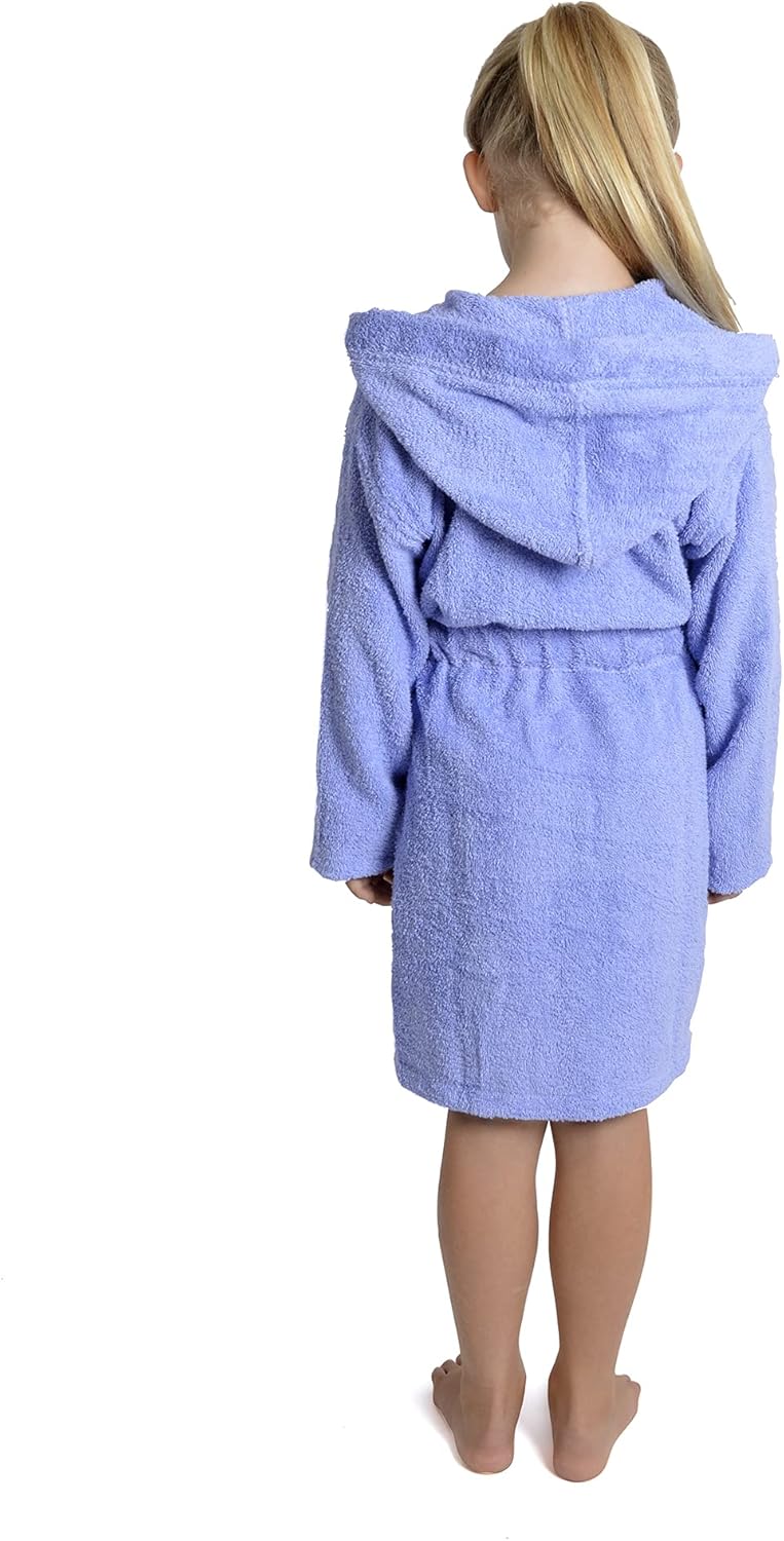 Generic Kids Unisex Childrens Bathrobe Lilac Solid 100% Cotton Terry Towel Soft Towelling 7-13 Years