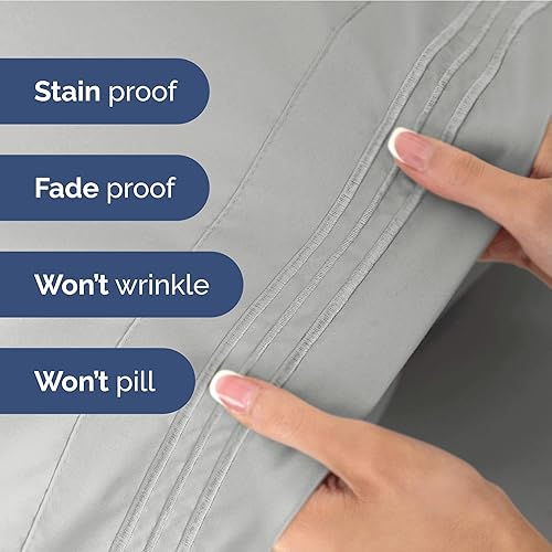 Vista 144 de Juego de sábanas de 4 piezas tamaño king, extrasuaves, transpirables y refrescantes con esquinas profundas, sábanas de fácil ajuste y sin arrugas
