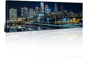 Philadelphia Art|Blue Night View Cityscape Skyline Decor