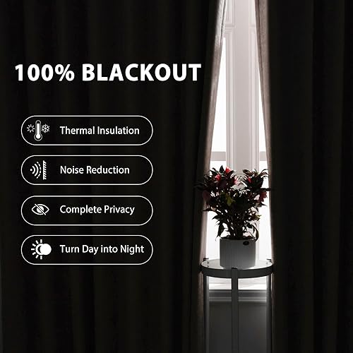 Miniatura 2 de Macochico Cortinas de felpilla 100% opacas extra anchas para puertas corredizas de vidrio, cortinas térmicas para dormitorio, sala de estar, suaves