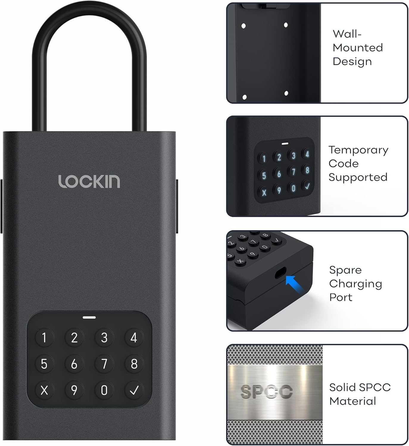 Lockin Smart Lock Box L1 with USB-C emergency charging port