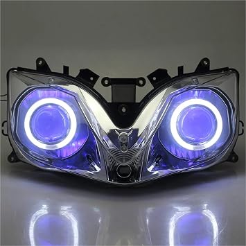 Motorcycle Spotlights For CBR600 F4i 2001-2007 Luces Para Moto Motorcycle Headlight Projector Headlamp Assembly Angel Devil Eyes LED Head LightWhite Blue