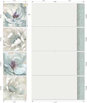 The Best Card Company - 12 Assorted Blank Note Cards (4 x 5.12 Inch) - Boxed All Occasion Notecards Bulk (4 Designs, 3 Each) - Peaceful Petals MQ4611OCB-B3x4