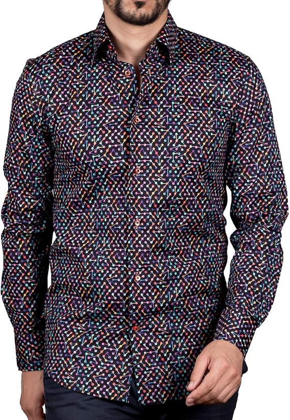 Amazon コトンドゥ Cotondoux メンズ 柄シャツ 長袖 ブラック おしゃれ デザイナー ドットライン M92ad1757dotslines シャツ 通販 Amazon コトンドゥ Cotondoux メンズ 柄シャツ 長袖 ブラック おしゃれ デザイナー ドットライン M92ad1757dotslines シャツ 通販