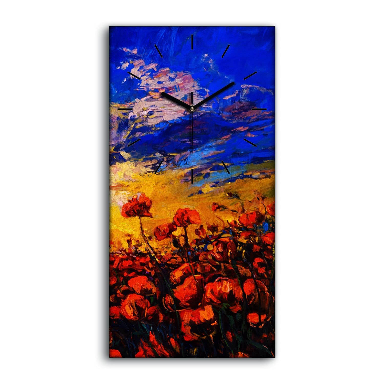 Art mural salon de style moderne avec tableau horloge sur toile de lin