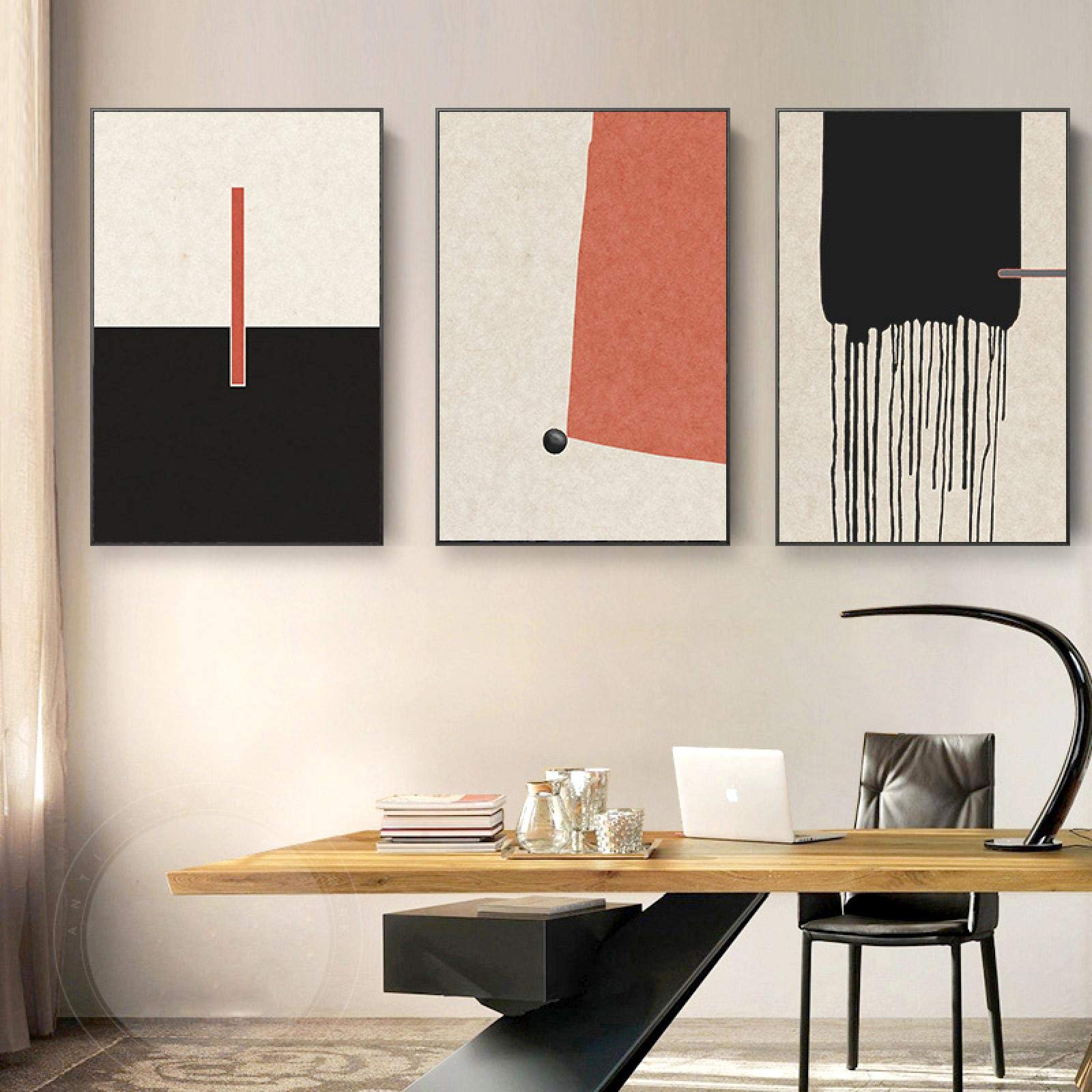 Affiche abstraite minimaliste boho pour salon moderne décoration murale triptyque neutre - 8