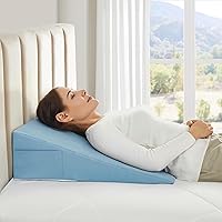 Vista 5 de Horbaunal Funda de Almohada de Cuña de Cama Azul con Diseño de Cremallera, Protector de Almohada de Cuña con Bolsillo Lateral para Almacenamiento