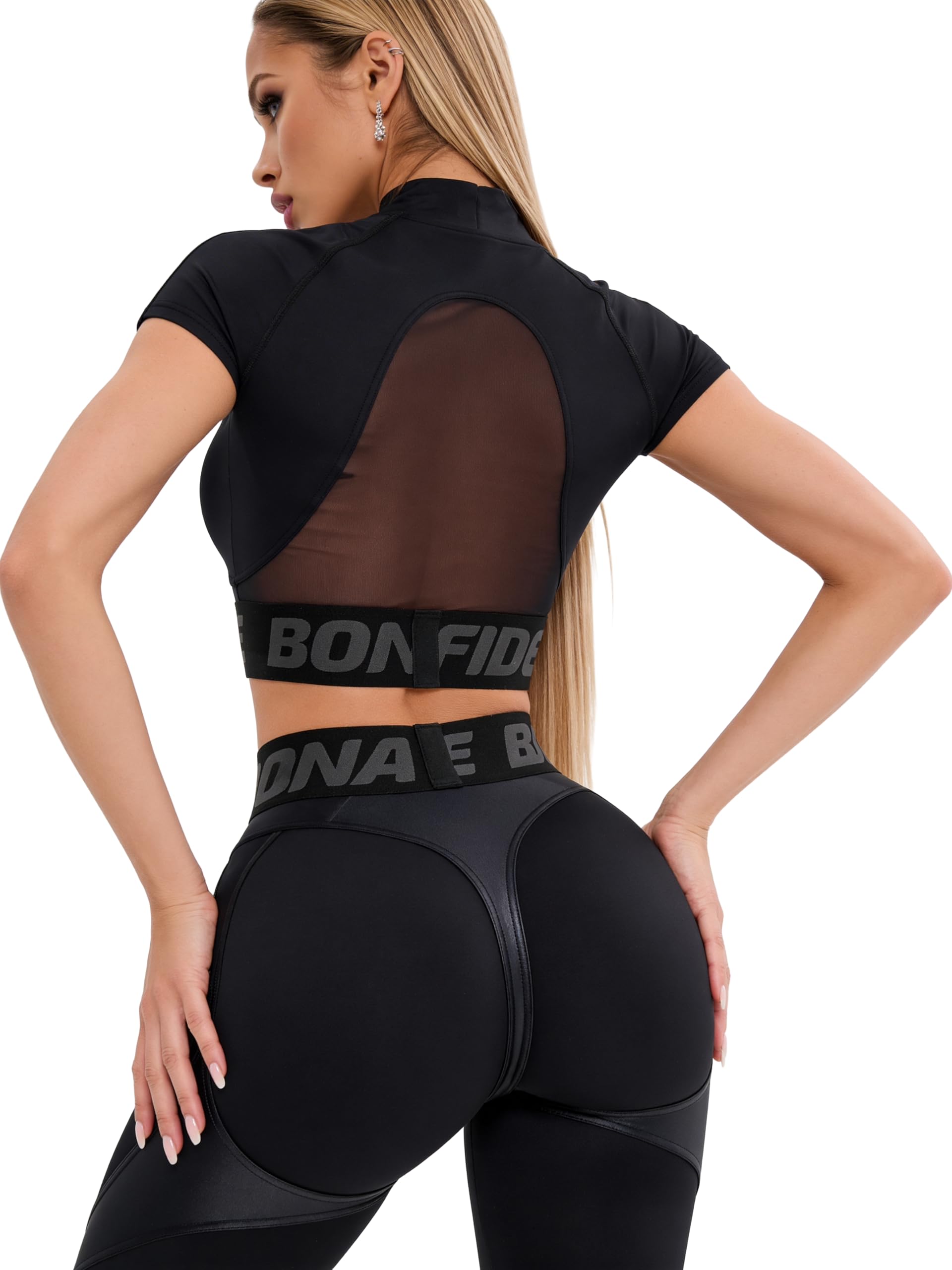 Bona Fide Haut de Sport Femme - Coupe Ajustée Respirante Yoga Fitness | débardeur ou t-shirt, manches courtes ou longues, tissu extensible, running et gym