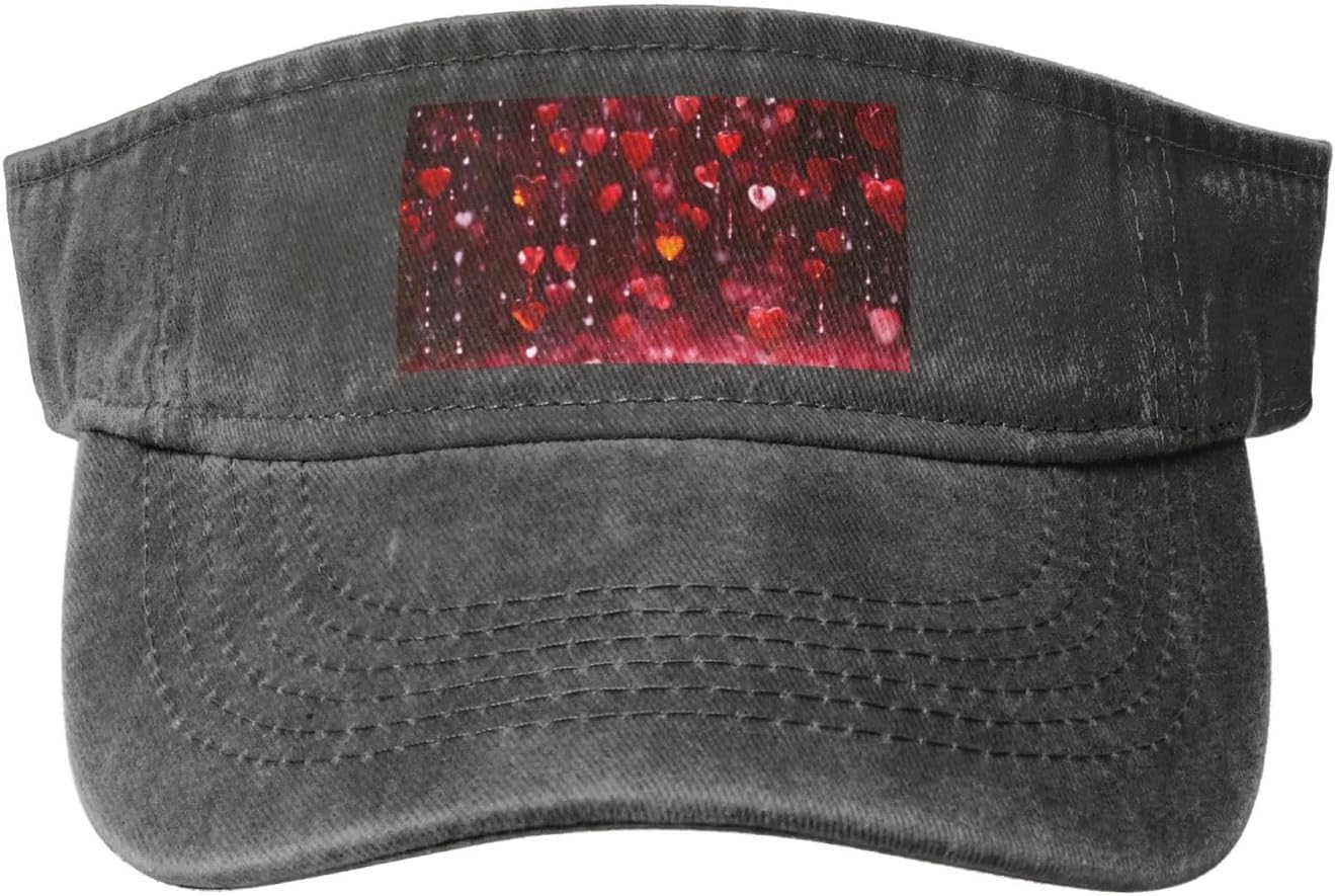 Abstract Heart Print Sport Sun Visor Hats Cotton Ball Caps Empty Top Baseball Sun Cap for Men Women