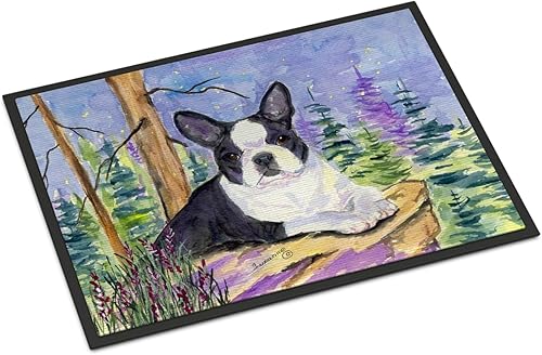 Caroline's Treasures SS8638MAT Boston Terrier - Tapete para puerta delantera, 18 x 27 pulgadas, para interiores y exteriores, para entrada,