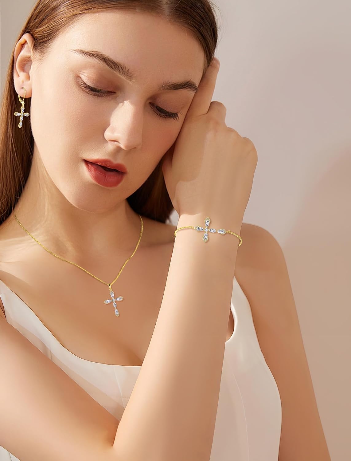Cross Earrings for Women 925 Sterling Silver Birthstone Dangle Drop Leverback Earrings Christian Religious Jewelry for Her