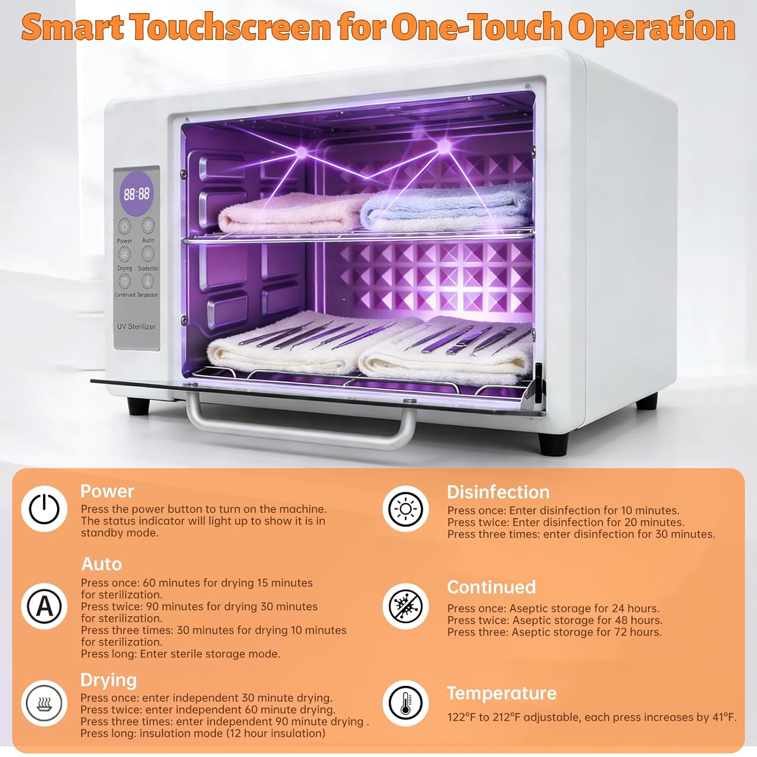 CENOZ 24L Large Capacity Cleaning Cabinet with 72-Hour Keep-Clean Storage, Multi-Functional Cabinet Cleaner Box with Drying, for Nail Salon, Spa, Beauty, Barber & Home