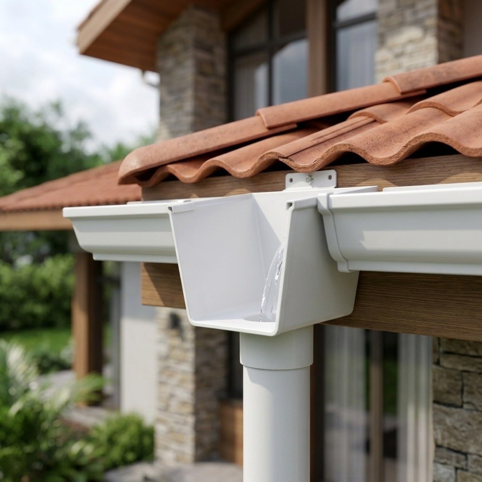 Grondaia in PVC con profilo a U 19 X 16 cm grondaia | Per il drenaggio del tetto e grondaia da giardino per casa, garage e giardino, terrazza e carport (L)