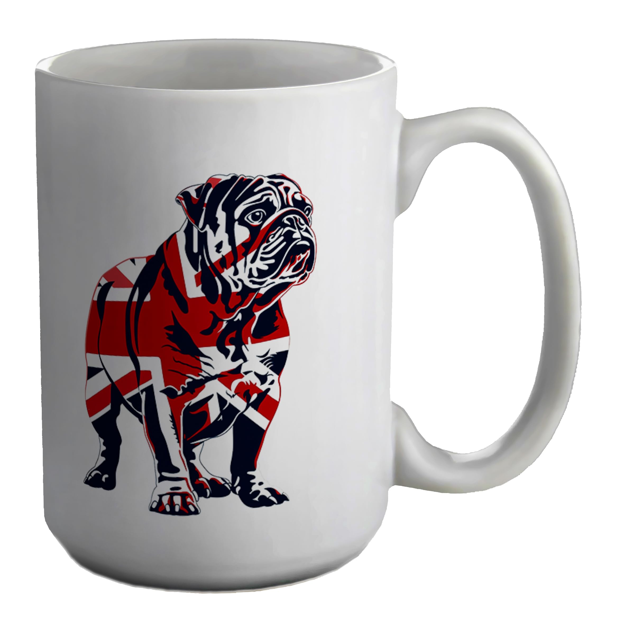 Shopagift British Bulldog Mug Union Jack Pet Britian Dog Lover White 15oz Large Ceramic Cup