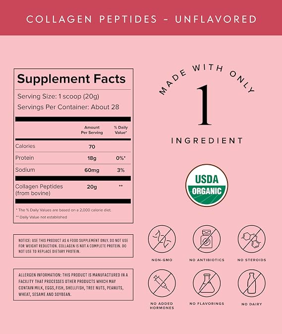 Truvani Hydrolyzed Collagen Peptides | Unflavored | 28 Servings | 20g Grass-Fed Collagen Protein Powder | Promotes Hair, Skin, and Nail Health | Dairy & Gluten Free | Women & Men | Package May Vary