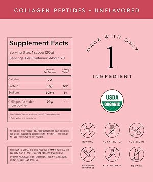 Truvani Hydrolyzed Collagen Peptides | Unflavored | 28 Servings | 20g Grass-Fed Collagen Protein Powder | Promotes Hair, Skin, and Nail Health | Dairy & Gluten Free | Women & Men | Package May Vary