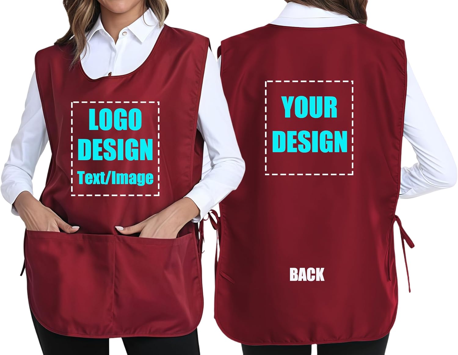 Custom Cobbler Apron Unisex with Pockets for Painting Cleaning Artiest Waterproof Apron Customized Text Logo Picture