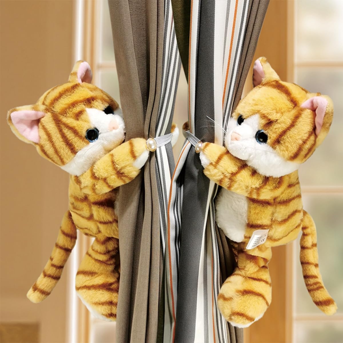 Embrasses pour Rideaux, Sangles de Fixation for Rideaux en Forme d'animaux Doux et Moelleux avec Bouton élastique Accessoires(2)