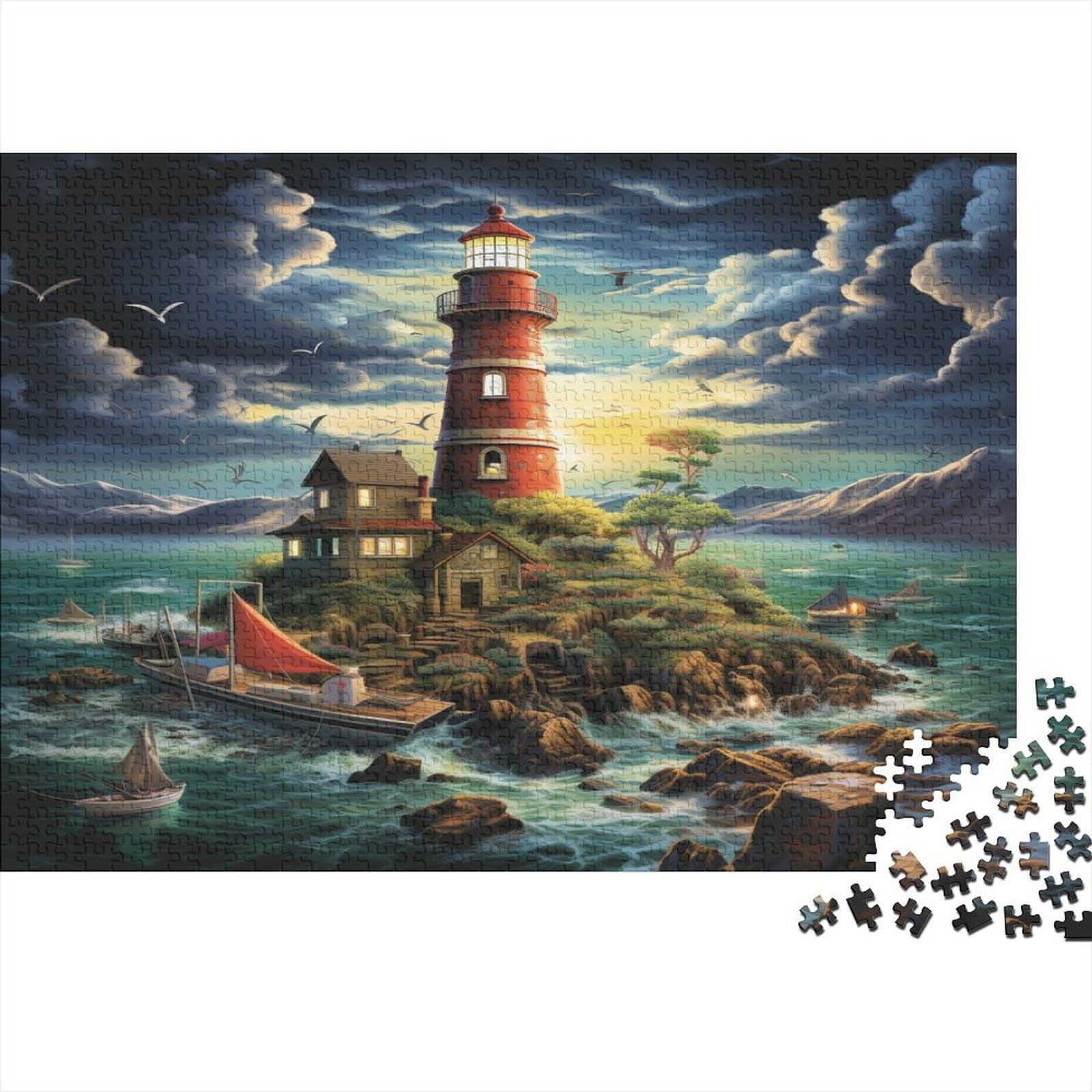 Klasyczne puzzle Lighthouse 1000 sztuk dla dorosłych, puzzle dla dzieci, puzzle intelektualna zabawka dekompresyjna edukacyjna zabawa rodzinna 1000 sztuk (75 x 50 cm)