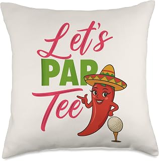 Funny Golf Fiesta Let's Par Tee Chili Pepper Throw Pillow