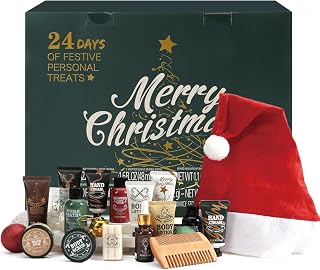 BODY & EARTH Advent Calendar 2025 Men 24pcs Christmas Gifts for Him Countdown Calendars Gift Set Includes Beard Care, Shower Gel, Bubble Bath, Body Lotion Christmas Gifts for Father
