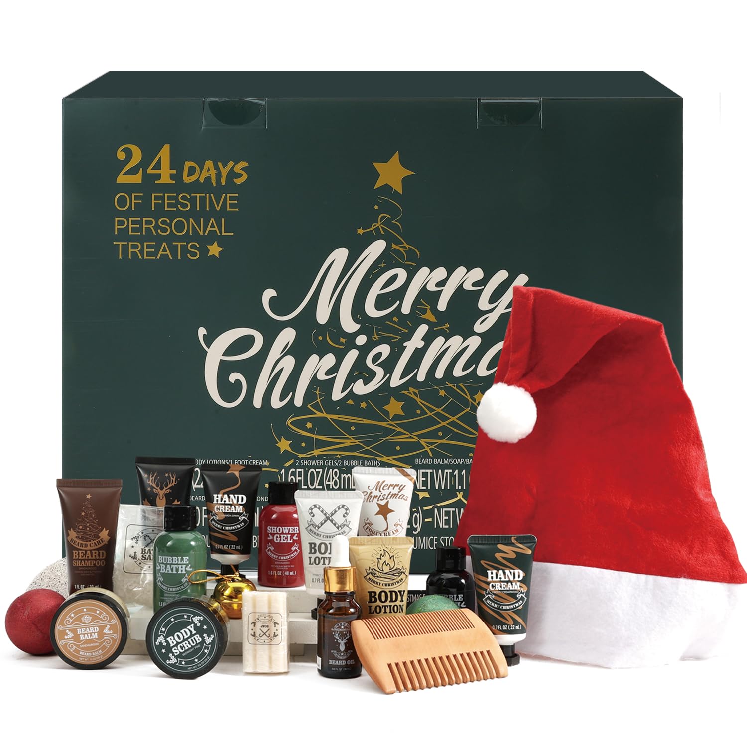 2025 Adventskalender Männer - BODY & EARTH Weihnachtsgeschenke Geschenkset mit 24 Badeset Pflegeset für Männer - Enthält verschiedene Duschschäume, Bartöl, Körperpeelings, wellness geschenke
