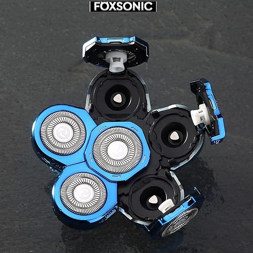 Miniatura 5 de Blue 6 cuchillas de repuesto para afeitadora de cabeza, 6 cuchillas de repuesto para afeitadora calva con cubierta de cuchilla, cabezal de