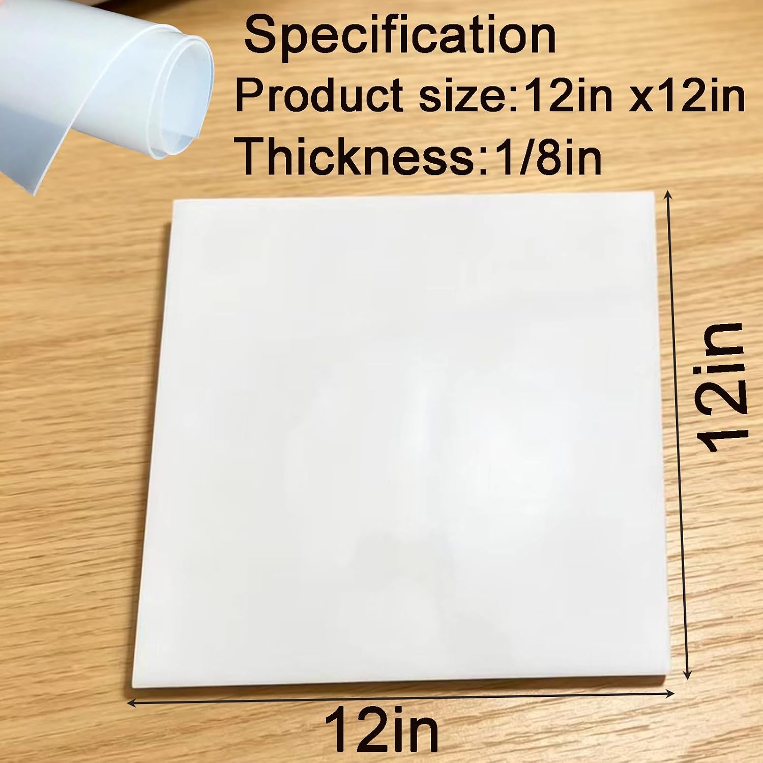 Translucent Silicone Rubber Sheet, 12"×12"×1/8" High Temperature Resistant Silicone Rubber Mat, Durable Rubber Gasket Pad for DIY Crafts, Seals and Industrial Cushioning