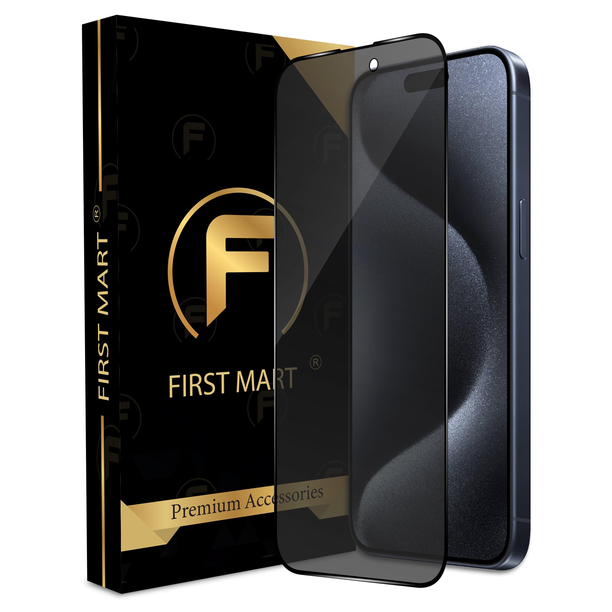 FIRST MART Edge to Edge Privacy Tempered Glass for iPhone 15 Pro Max Full Screen Coverage with Easy Installation Kit | Black Glossy (B0CJFC74MT) Amazon Price History, Amazon Price Tracker