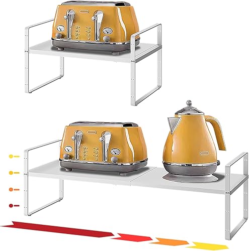 Organizador de estante expandible de 16.5 a 27.1 pulgadas, 1 paquete de organizadores de estantes apilables de 8.1 pulgadas de ancho, almacenamiento