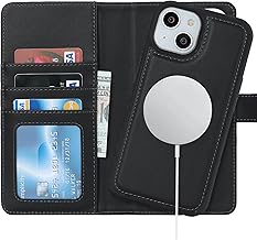 Havaya iPhone 15 Case Notebook Type MagSafe Compatible iPhone15 Case Card Holder iPhone15 MagSafe Compatible Case Leather [Separation Type 2 in 1] Card Storage, Supports Wireless Charging (iPhone