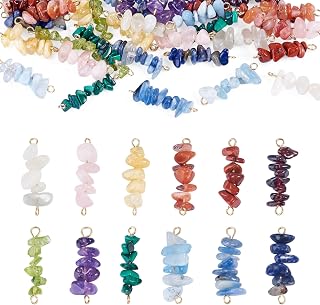 Colorful Natural Gemstone Chip Charms Gemstone Chip Connector Charms Natural Stone Link Charm Pendant for Necklace Bracelet Earring Jewelry Making