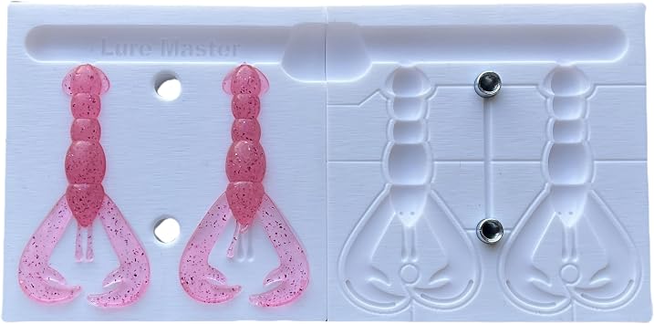 Lure Master Fishing Lure Molds for Soft Plastic Shrimp, 2Cav 2.5"