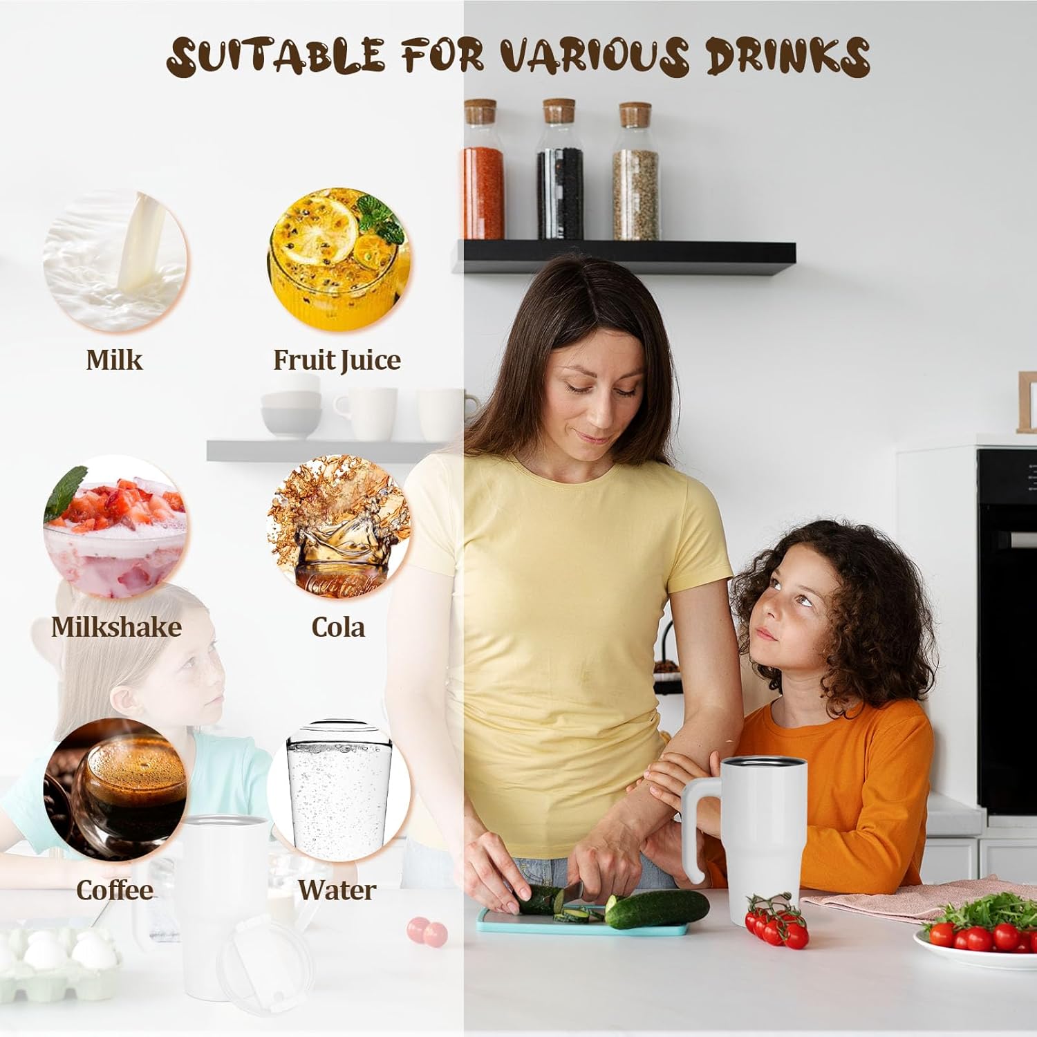 20 oz Sublimation Tumbler with Handle 25pcs, Keep Cold 24 Hours Stainless Steel Tumbler with Lid and Straw &Brush Double Wall Vacuum Reusable Sports Water Bottle with Handle Travel Coffee Mug