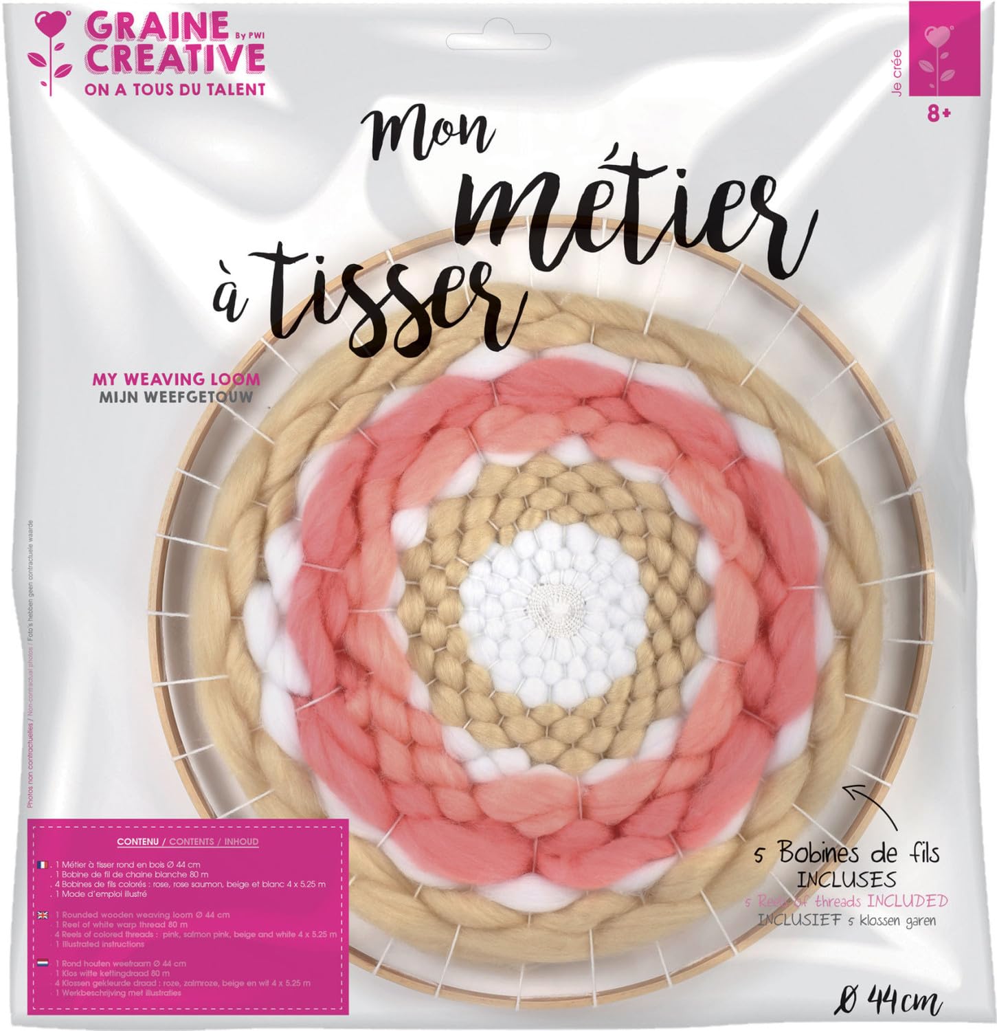 Métier à tisser rond 44cm pour décoration murale bohème fait main