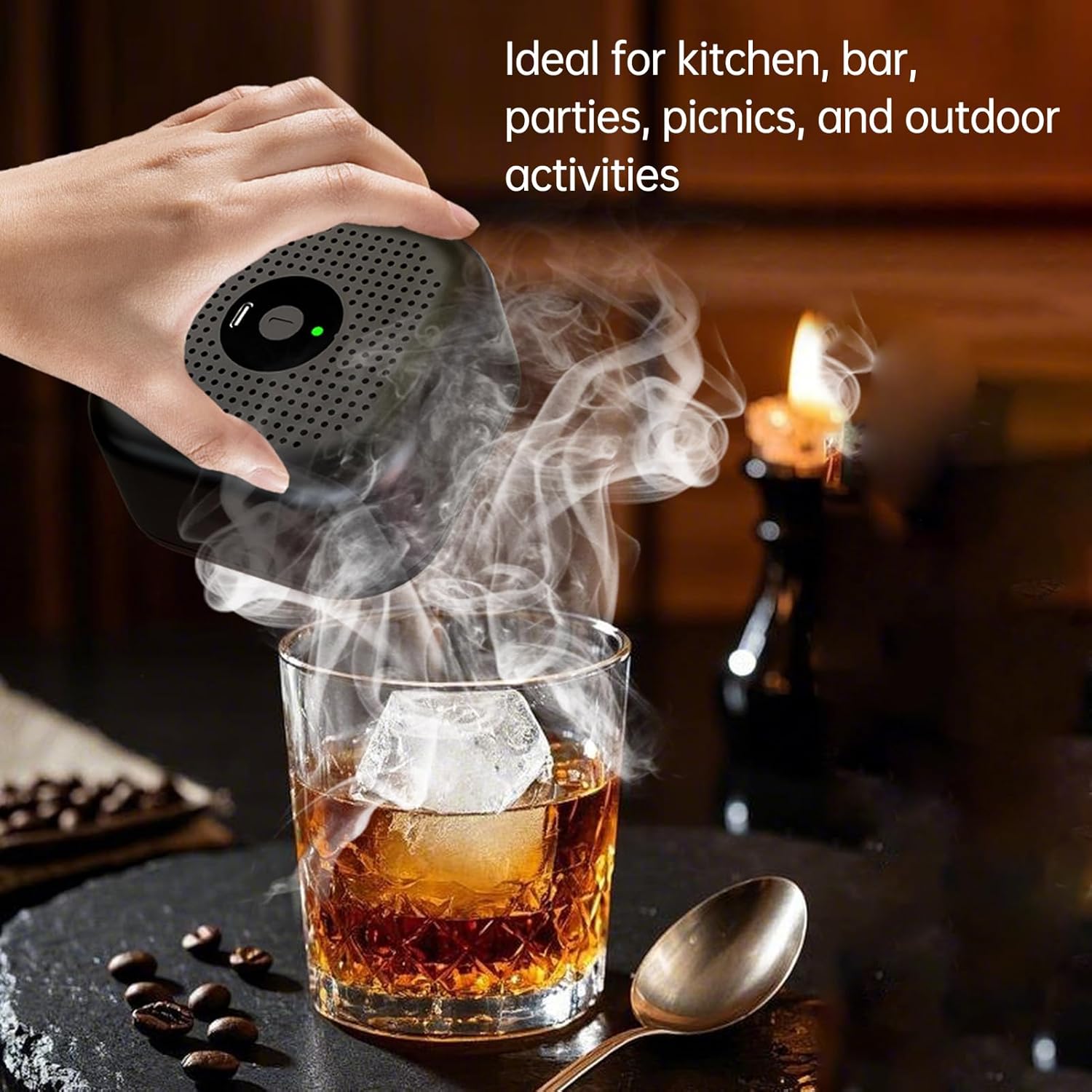 Electric Whiskey Smoker Kit Rechargeable Cocktail Smoking Machine Set with 6 Wood Chips &4 Whiskey Stones for Men Fathers Husbands