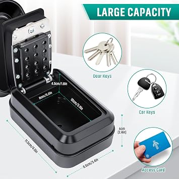 Portable Key Lock Box, Lockbox for Keys with Code Hide a Key Outside