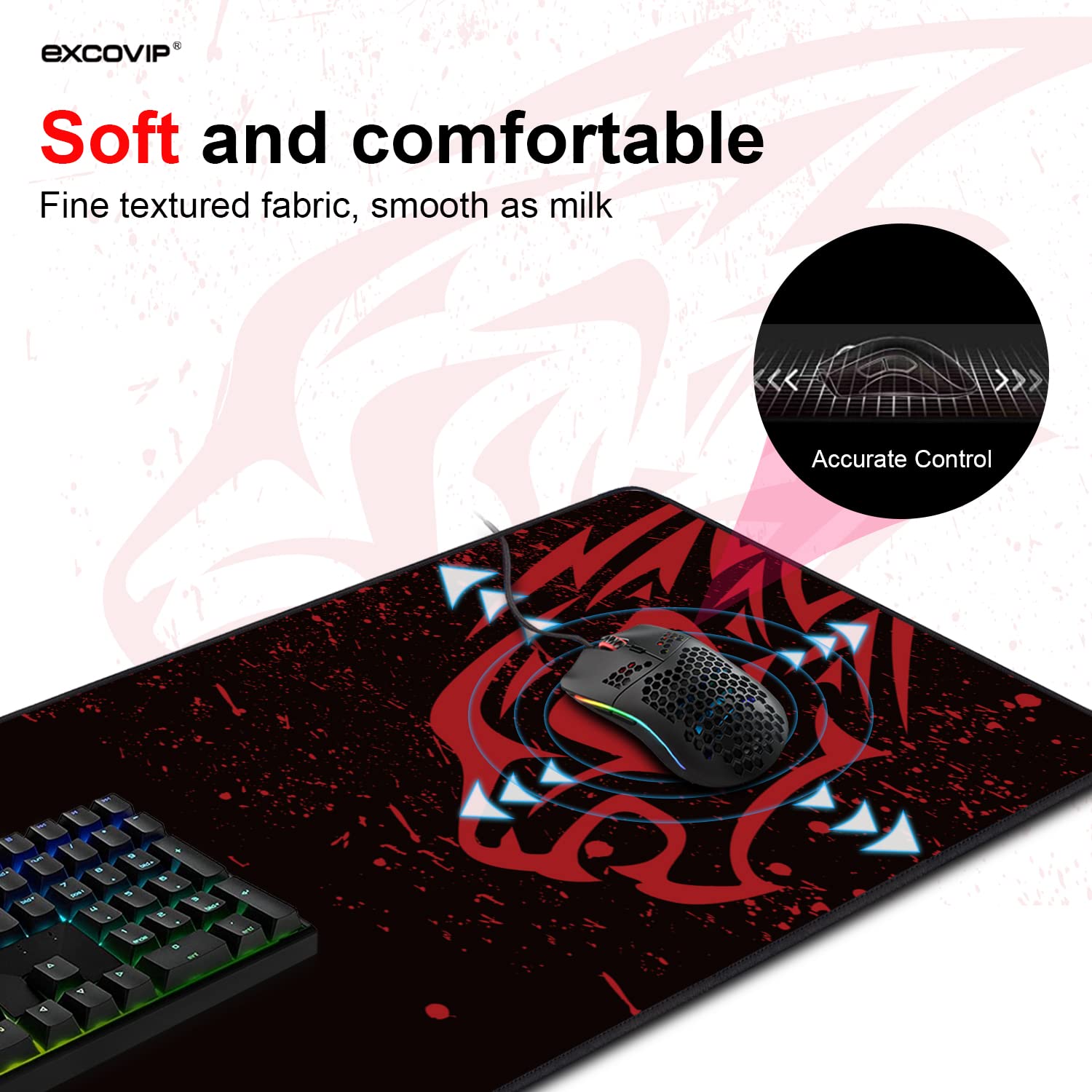 excovip Tappetino per mouse da gioco, antiscivolo, grande