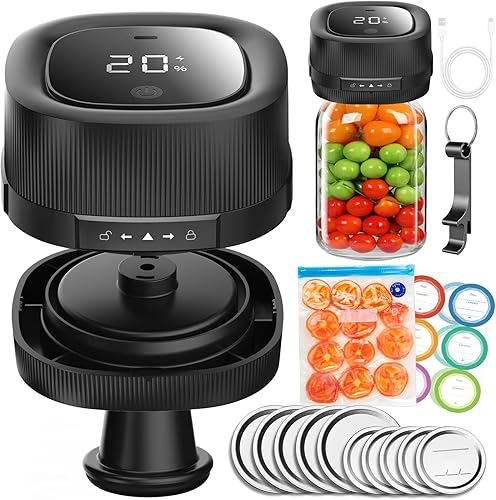 Sellador al vacío eléctrico para tarros de masón, sellador al vacío automático para tarros con tapas de boca ancha y regular, tarros de conservas 3