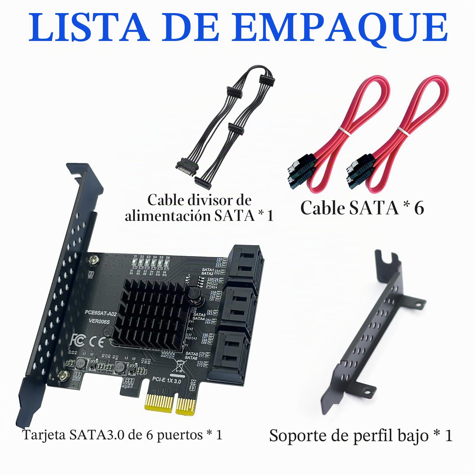 Tarjeta PCIe 1X a SATA 6 Puertos 6Gbps Controlador para SSD/HDD | Expansión SATA 3.0, compatible Windows XP/7/8/10/Linux, instalación sencilla plug-and-play
