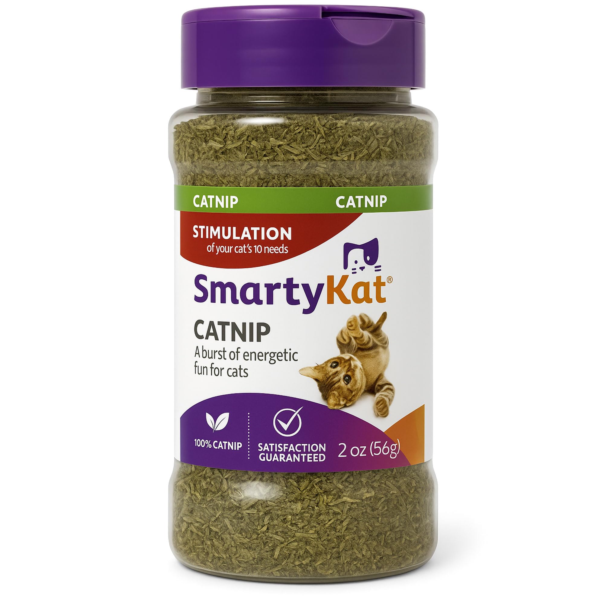 SmartyKat Natural Catnip Canister, 100% Natural Cat nip for Cats, Premium Dried Catnip for Indoor Cats, Positive Training Aid for Play and Exercise,