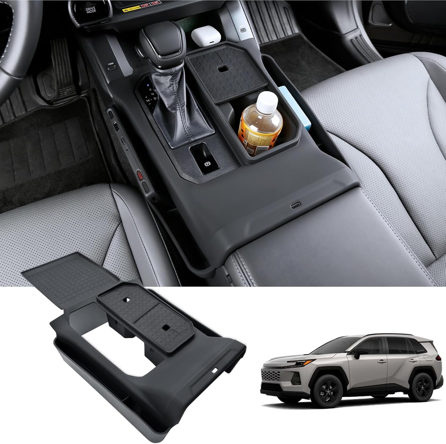 2026 RAV4 Center Console Gear Shift Cover with Side Pocket, for Toyota RAV4 (LE/SE/XLE Premium/Woodland/XSE/Limited/GR Sport), Durable Waterproof Silicone Gear Shift Cover 2026 RAV4 Accessories