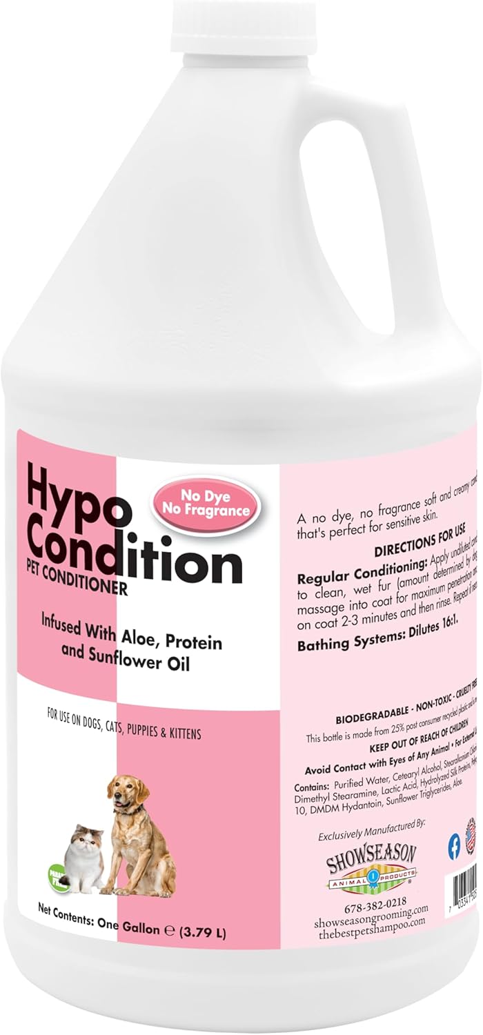 Hypo-Condition Pet Conditioner for Dogs and Cats 1 Gallon | Lasting Hydration and Softness | No Dye-No Fragrance | Cruelty-Free | Paraben-Free | Biodegradable and Non-Toxic | Made in The USA