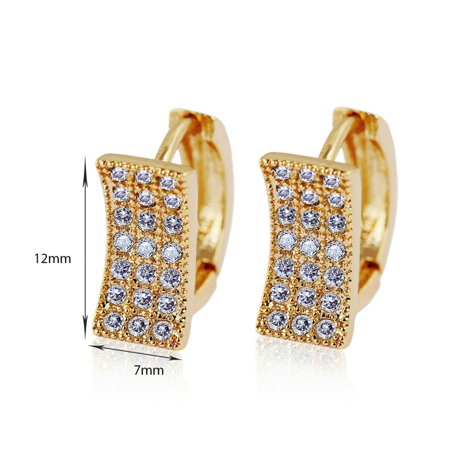 AMDXD Pendientes de mujer de oro Au585, clásicos pendientes de aro con moissanita, oro amarillo de 14 quilates, pendientes para mujer pequeños