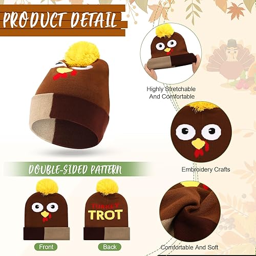 Miniatura 2 de Liitrsh 8 piezas de disfraz de pavo con sombrero de pavo, calcetines de pavo de Acción de Gracias, gorro de pavo, gorro de pavo, calcetines largos