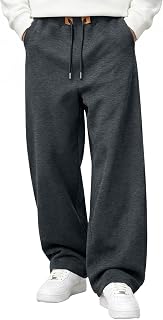 Men's Baggy Fleece Lined Sweatpants with Zipper Pockets - Warm Winter Lounge Pants