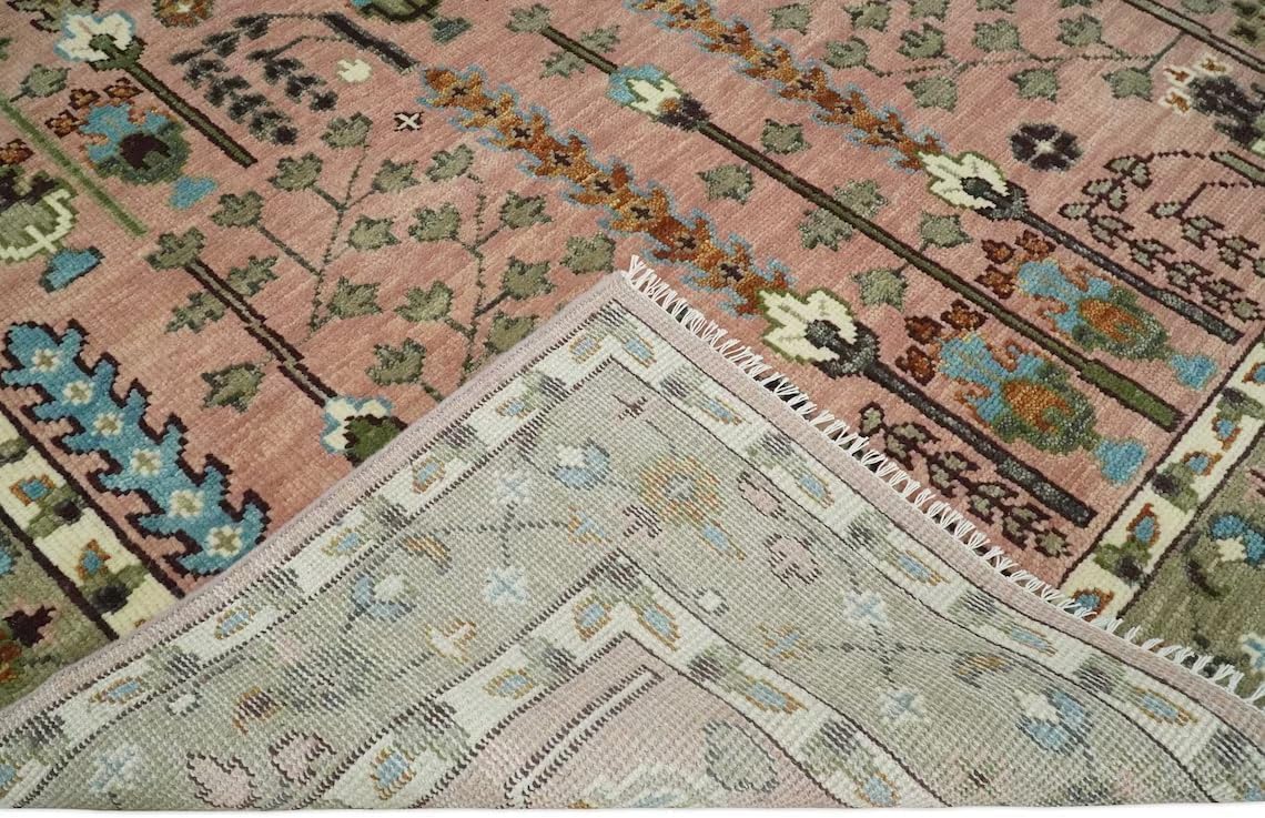 Area Rug Hand Knotted Oushak Rug for Living Room, Dining Room, Office, Bedroom, Hand Knotted Wool Rug, 9x12 feet Green